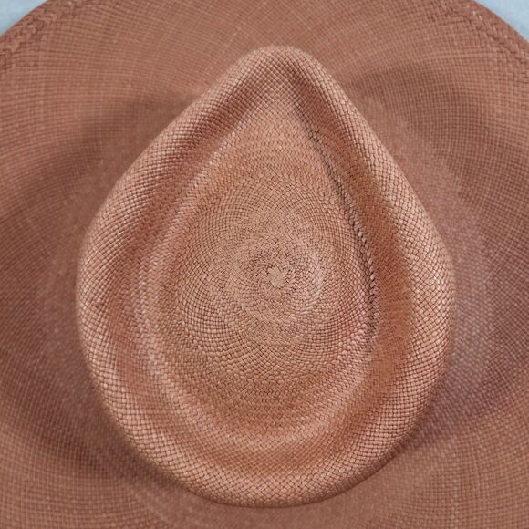 Cuyana Wide Brim Ecuador Hat Toquilla Straw Terracotta Panama Sun Hat Size 57 M